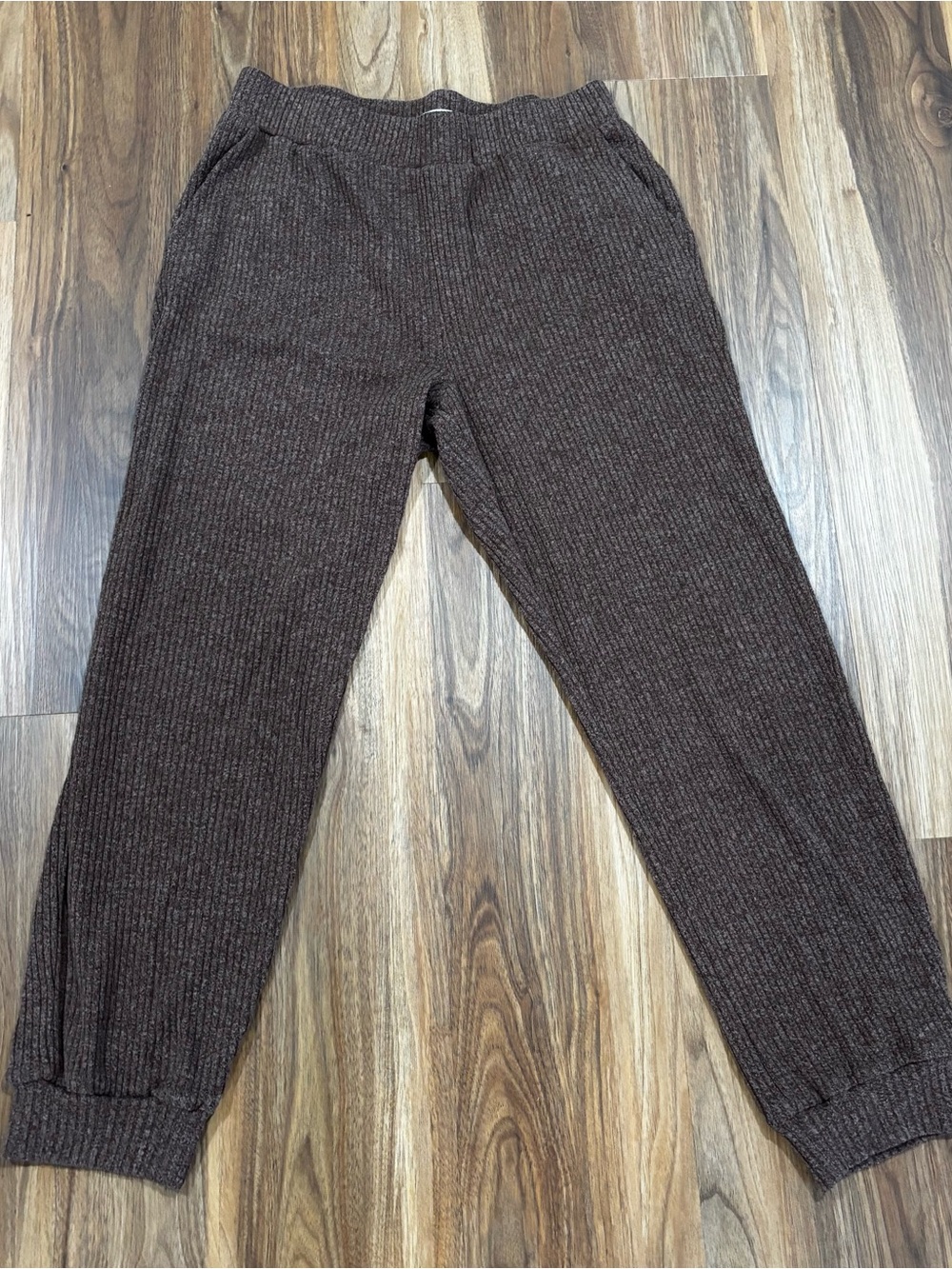 NATURAL LIFE Chocolate Ribbed Knit Jogger Pants